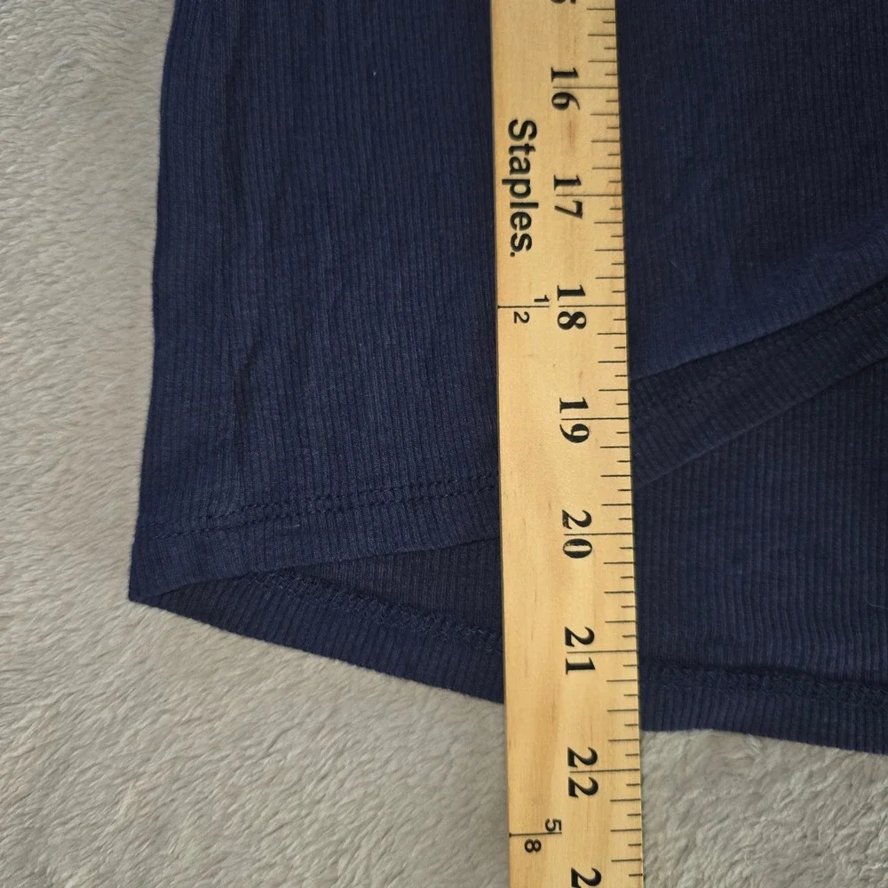 Michael Kors Navy Ribbed Tie Front Button Top Womens Size Medium NWT New